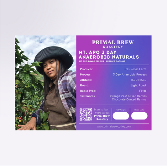 Mt. Apo - 3 Day Anaerobic Naturals | Roasted Coffee Single Origin Specialty Arabica | Primal Brew