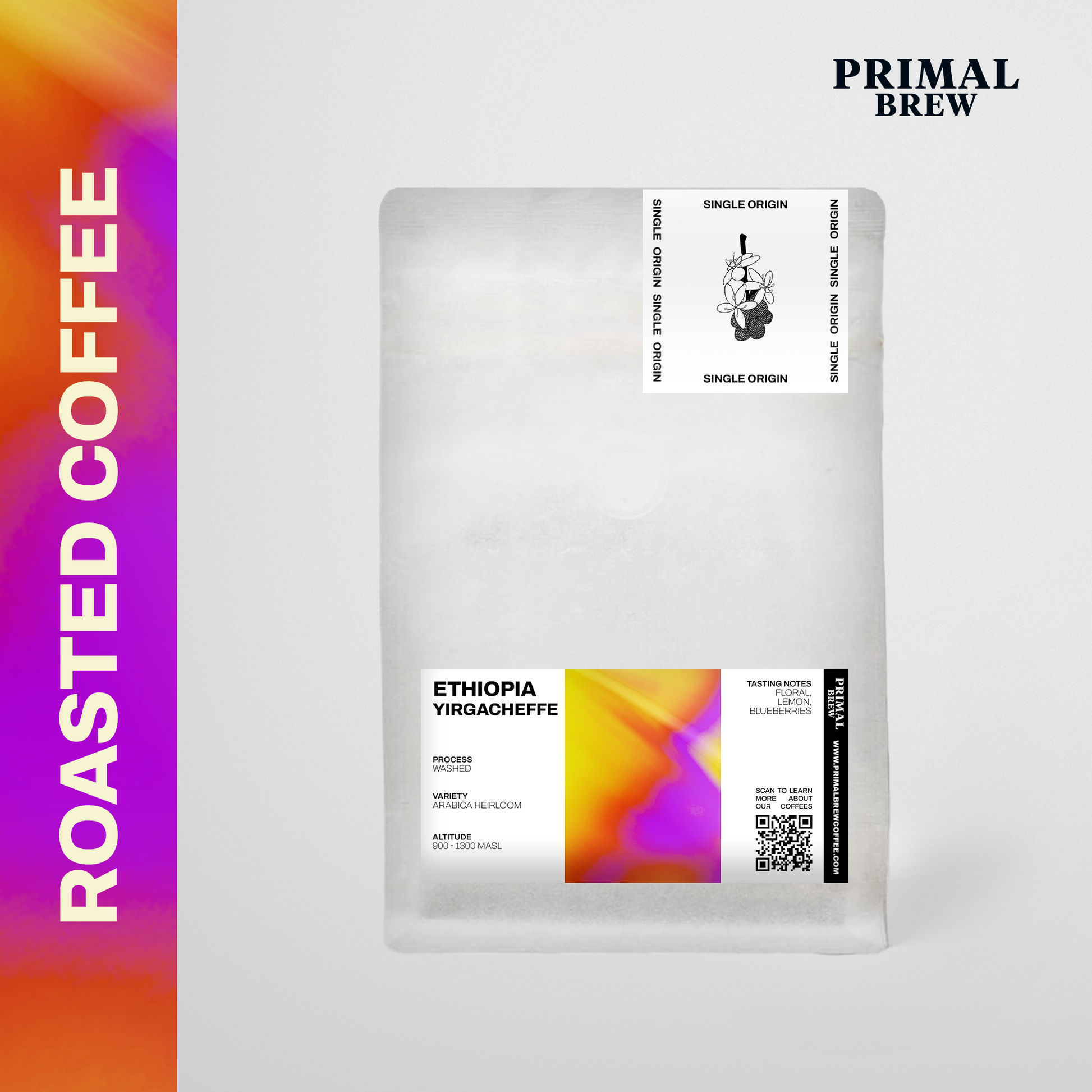 Ethiopia Yirgacheffe single-origin roasted coffee beans