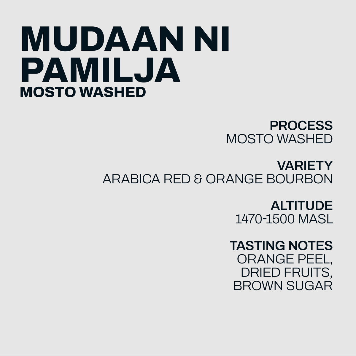 Mudaan ni Pamilja Mosto Washed coffee information
