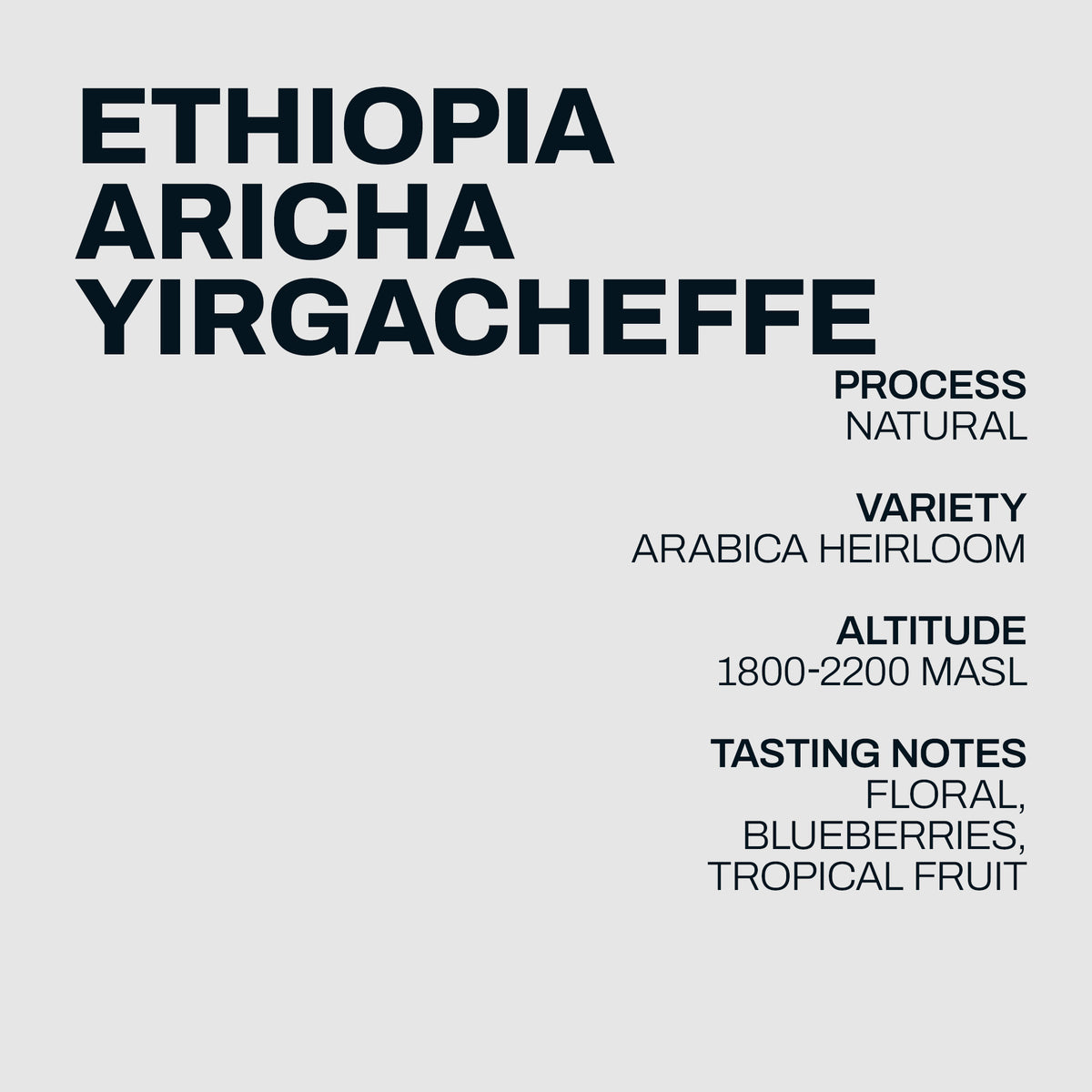 Ethiopia Aricha Yirgacheffe single-dose information artwork