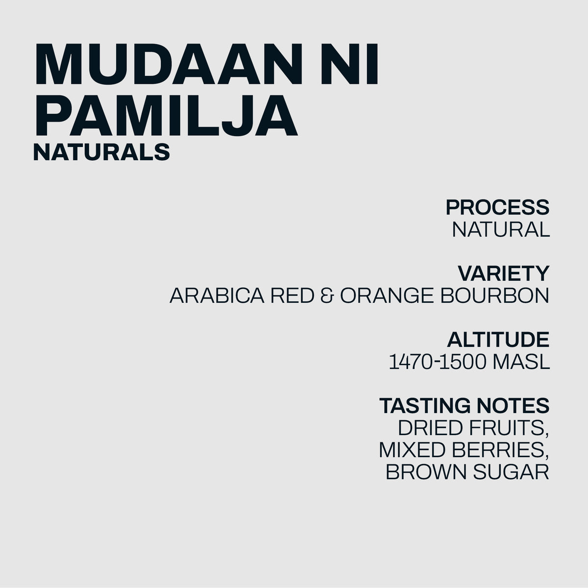 Mudaan ni Pamilja Naturals coffee information
