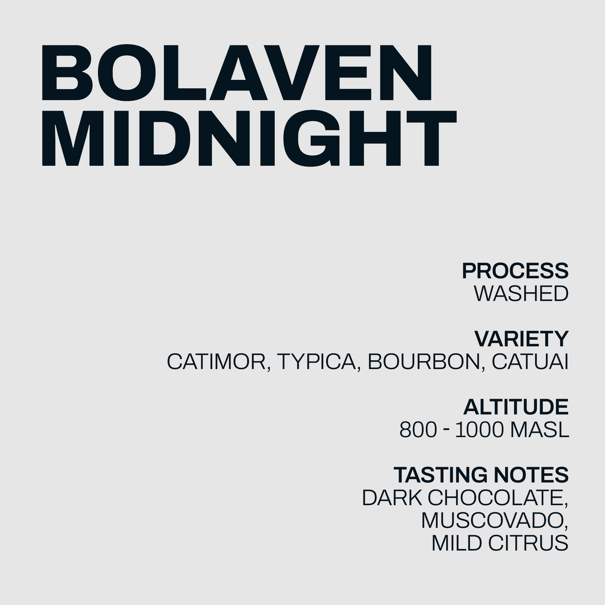 Bolaven Midnight coffee information artwork