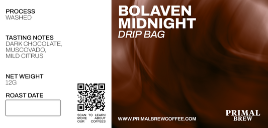 Bolaven Midnight drip bag label artwork